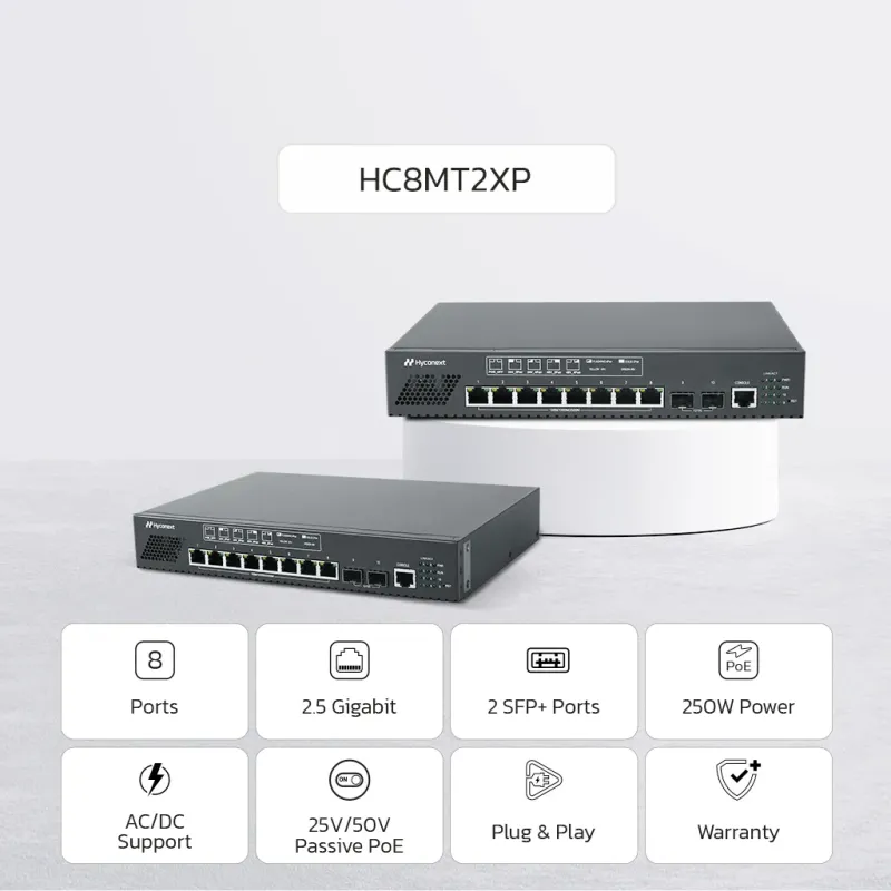 [NEW] NextWav Lite 2.5G PoE Series – 8 Ports 2.5G & 2 SFP+ 10G Ports & 250W PoE Power HC8MT2XP UP Series