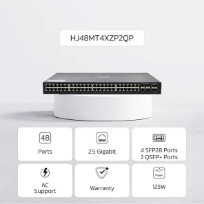 NEW ! NexArena Turbo 2.5G Multi-rate Series — 48 ports 2.5G RJ45 & 4 ports 25G SFP28 & 2 ports 40G QSFP+ HJ48MT4XZP2QP Series