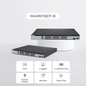 NEW ! NexArena Core 5G Multi-rate Series — 24 ports 5G RJ45 & 4 ports 100G QSFP28 HA24NT2QCP-EI Series
