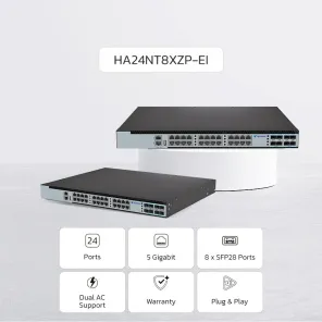 NEW ! NexArena Flex 5G Multi-rate Series — 24 ports 5G RJ45 & 8 ports 25G SFP28 HA24NT8XZP-EI Series