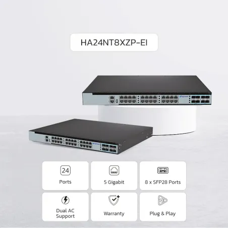 NEW ! NexArena Flex 5G Multi-rate Series — 24 ports 5G RJ45 & 8 ports 25G SFP28 HA24NT8XZP-EI Series