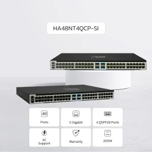 NEW ! NexArena Apex 5G Multi-rate Series — 48 ports 5G RJ45 & 4 ports 100G QSFP28 HA48NT4QCP-SI Series