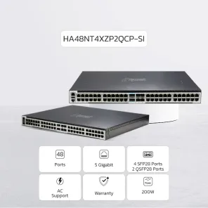 NEW ! NexArena Max 5G Multi-rate Series — 48 ports 5G RJ45 & 4 ports 25G SFP28 & 2 ports 100G QSFP28 HA48NT4XZP2QCP-SI Series