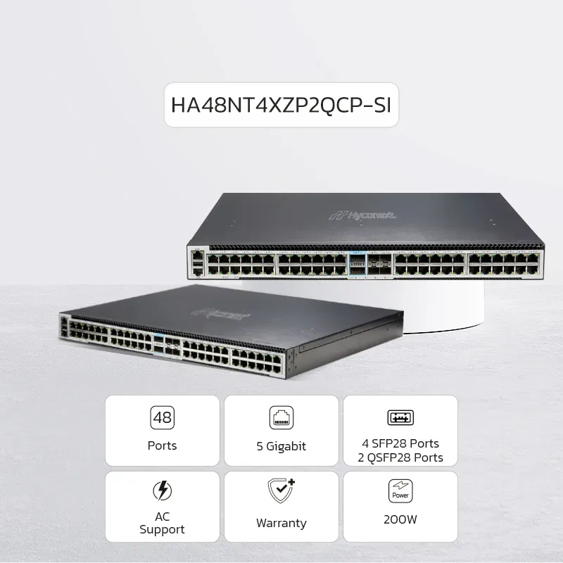 NEW ! NexArena Ultra 5G Multi-rate Series — 48 ports 5G RJ45 & 4 ports 10G SFP28 & 2 ports 100G QSFP28 HJ48NT4XZP2QCP Series