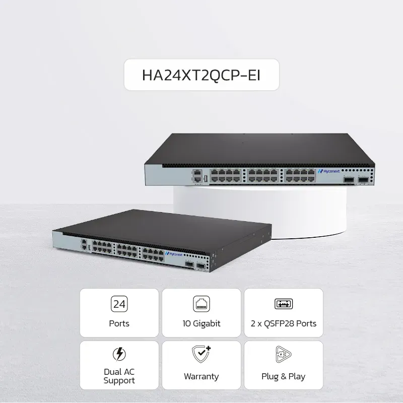 NEW ! NexArena DC Edge 10G Series — 24 ports 10G RJ45 & 2 ports 100G QSFP28 HA24XT2QCP-EI Series