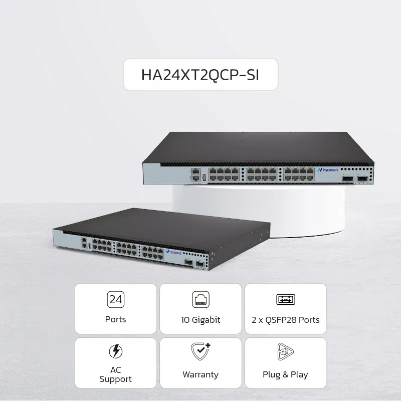 NEW ! NexArena DC Slim 10G Series — 24 ports 10G RJ45 & 2 ports 100G QSFP28 HA24XT2QCP-SI Series