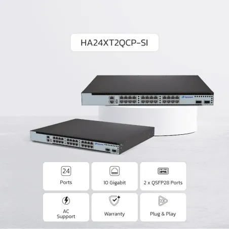 NEW ! NexArena DC Slim 10G Series — 24 ports 10G RJ45 & 2 ports 100G QSFP28 HA24XT2QCP-SI Series