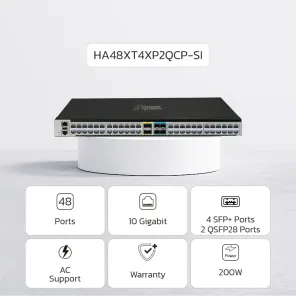 NEW ! NexArena DC Swift 10G Series — 48 ports 10G RJ45 & 4 ports 10G SFP+ & 2 ports 100G QSFP28 HA48XT4XP2QCP-SI Series