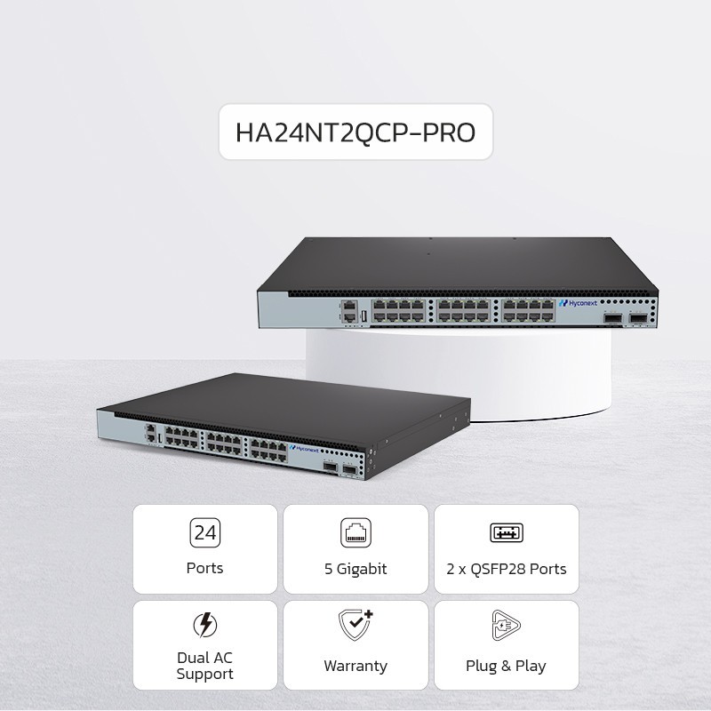 NexArena 24-5G-PRO — L3 Managed 24 ports 5G RJ45 & 4 ports 100G QSFP28 HA24NT2QCP-PRO Series