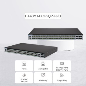 NexArena 48-2.5G-PRO — L3 Managed 48 ports 2.5G RJ45 & 4 ports 25G SFP28 & 2 ports 40G QSFP+ HJ48MT4XZP2QP-PRO Series