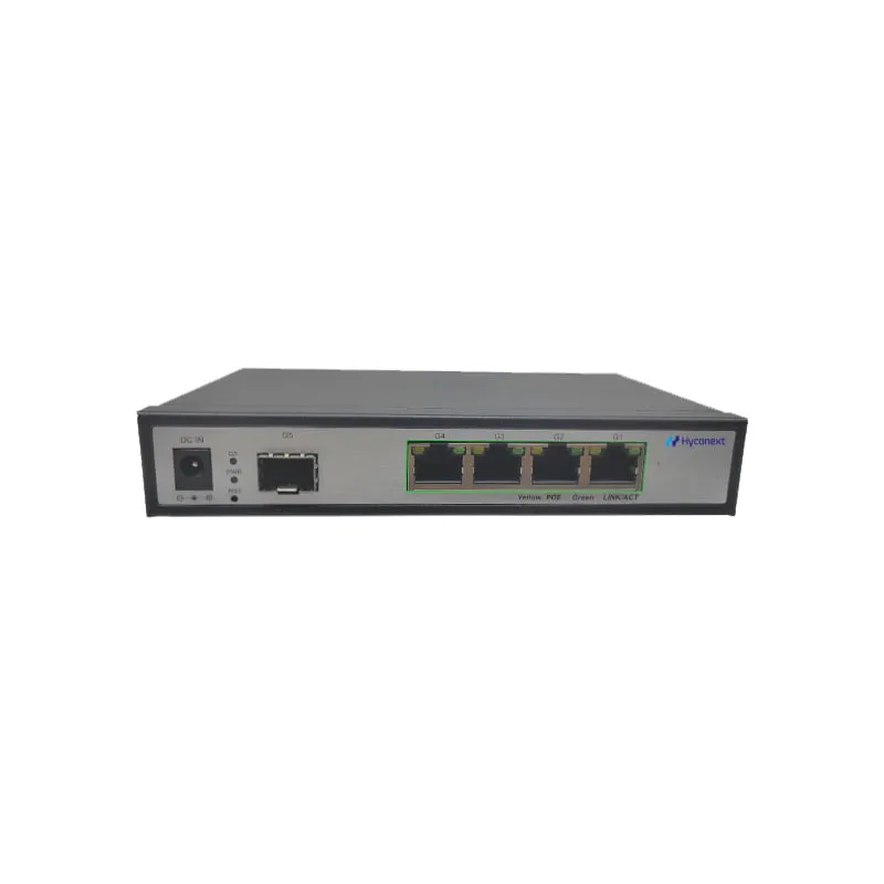 L2 Managed PoE Switch 4 Ports 1000M & 1 SFP 1G & 60W PoE Power HC4GT1GP_P+_V200